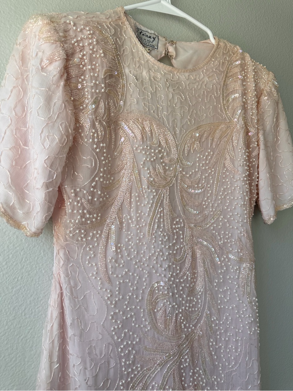 Vintage Beaded Pink Midi Dress Glinda Galinda Costume Halloween Sequins Wicked